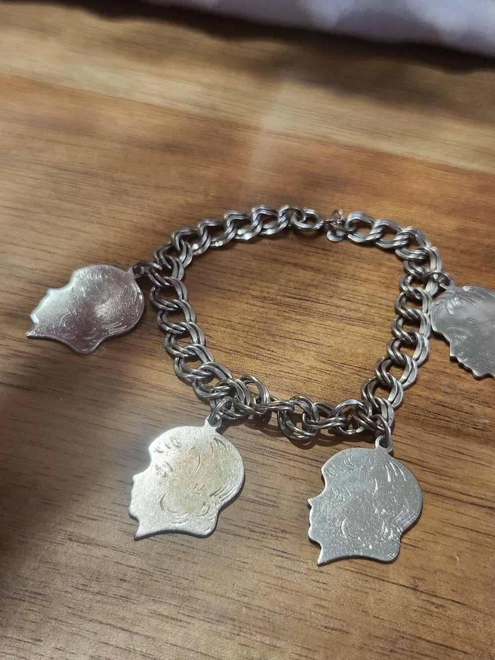 Sterling Silver Men’s Chain Charm Bracelet with Silhouette Medallions
